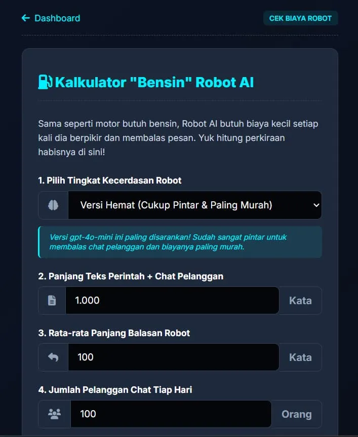Kalkulator \"Bensin\" Token AI (Anti-Boncos)